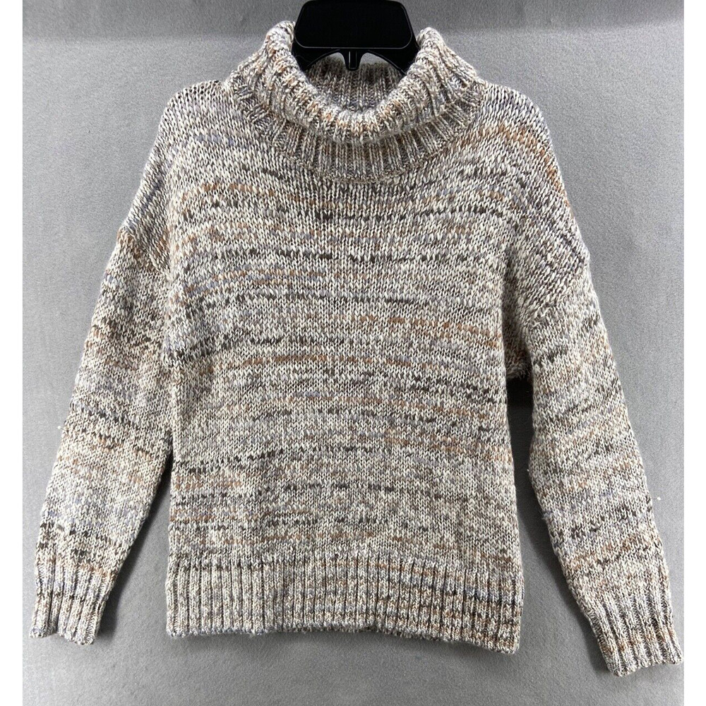 Chelsea 28 Sweater Womens‎ XXS Turtleneck Ivory Marbeled Long Sleeve Wool Blend